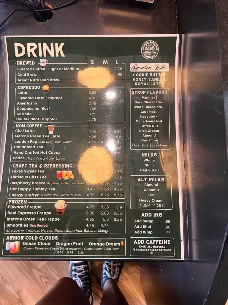 Menu Armor Coffee Co - Allen-4
