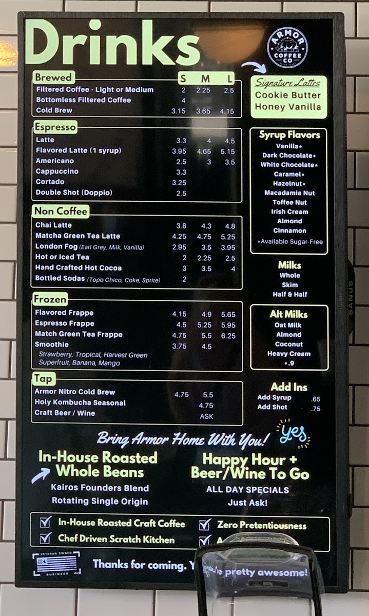 Menu Armor Coffee Co - Allen-6